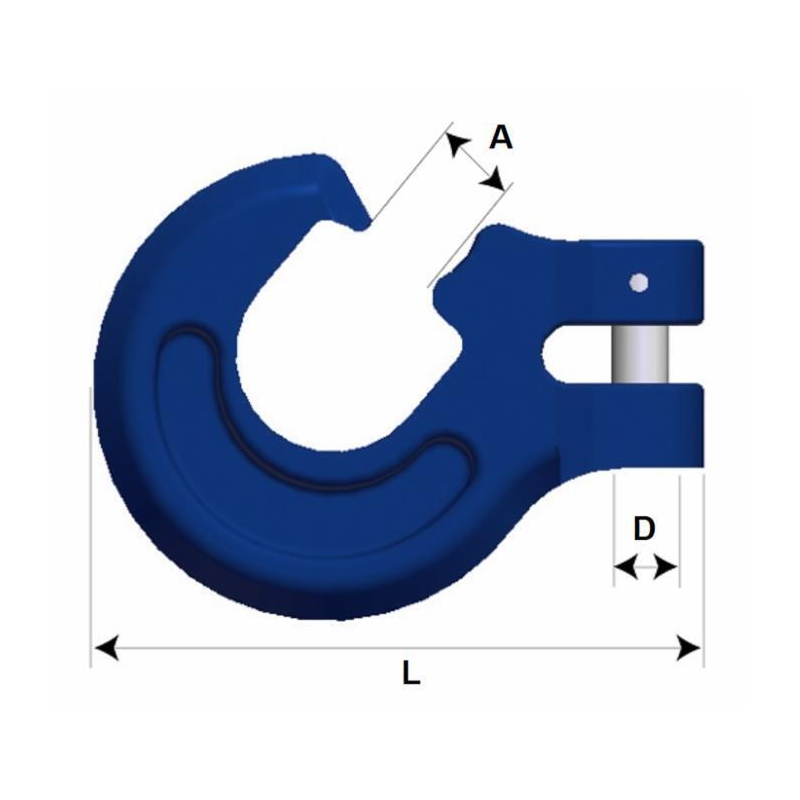 Gancio con perno G100 Ø 12 mm lunghezza 135 mm