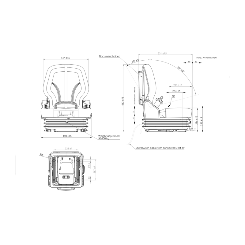 SEDILE IN ECOPELLE NERO CON MOLLEGGIO PNEUMATICO