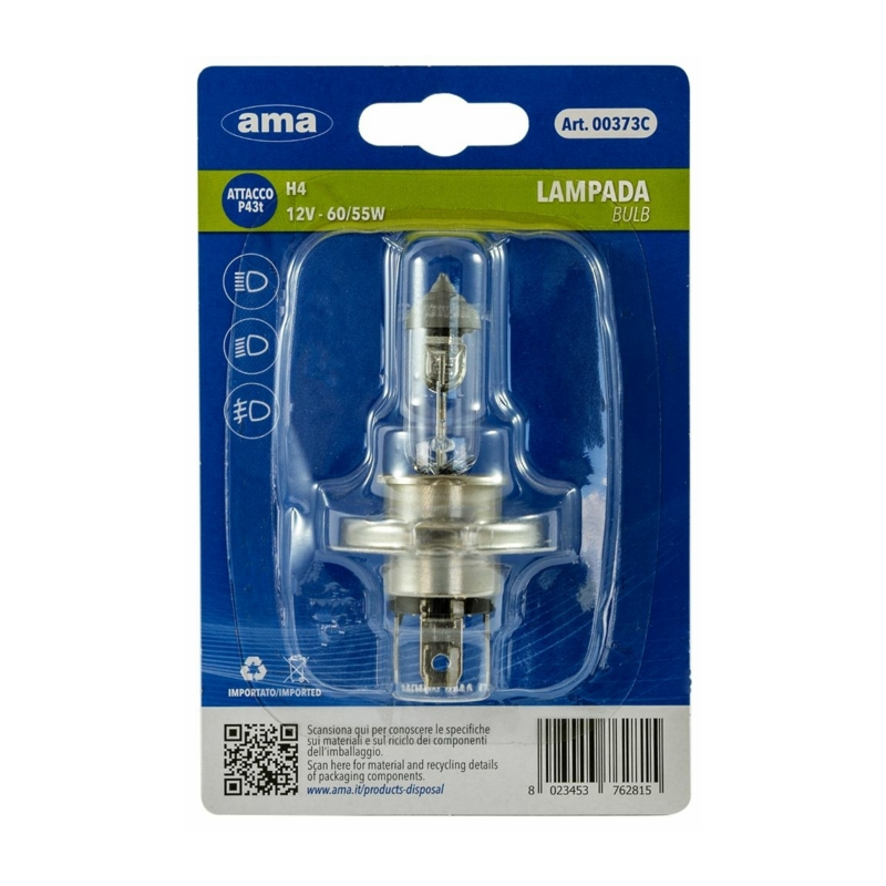 Lampadina alogena H4 12V 60/55W P43t. Blister 1 pz