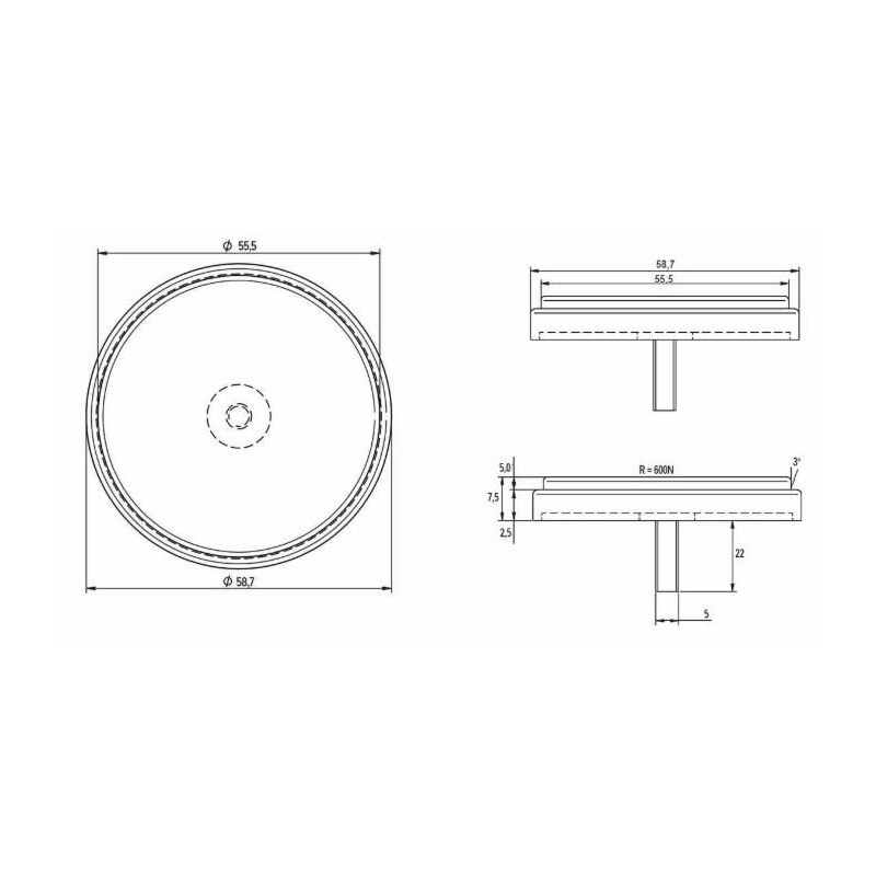 Catarifrangente Ø 60 mm bianco con vite M5