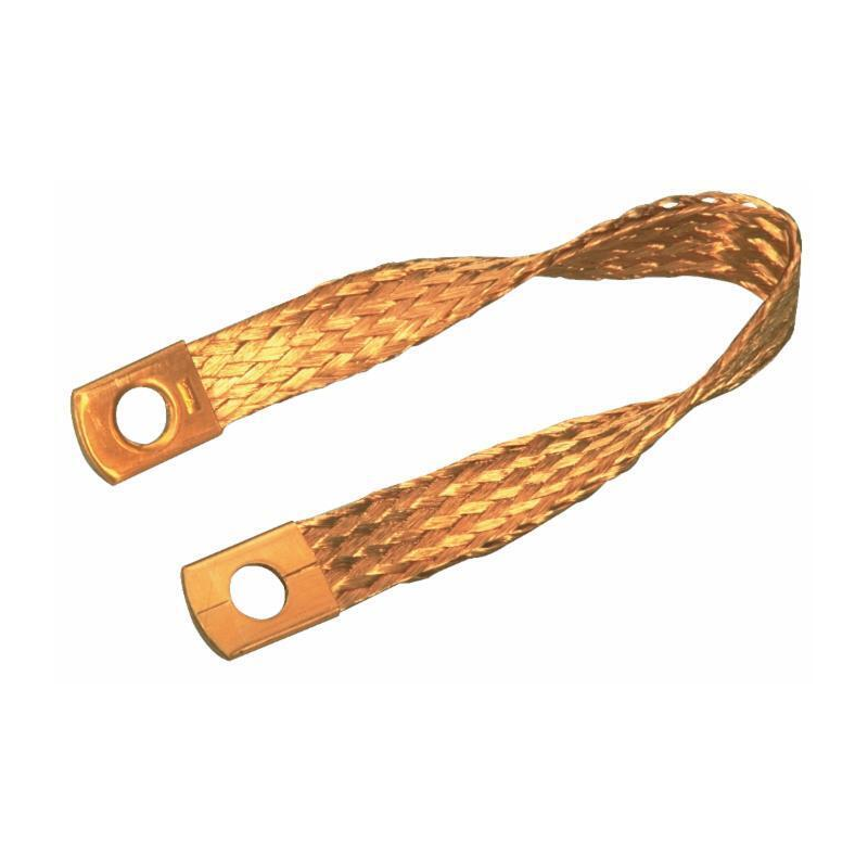 TRECCIA  DI MASSA FLESSIBILE IN RAME 320 MM, SEZIONE 25 MM², FORI Ø 10,5 MM