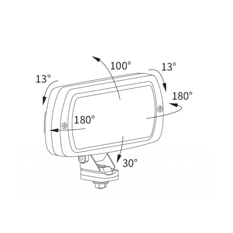 Faro alogeno rettangolare con interruttore ON/OFF, maniglia posteriore e griglia di protezione
