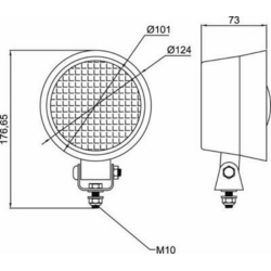 Faro da lavoro rotondo alogeno Ø 124 mm in gomma anti-urto
