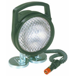 Faro da lavoro alogeno rotondo Ø 161 mm con maniglia, base magnetica, cavo spirale e accendisigari e interruttore