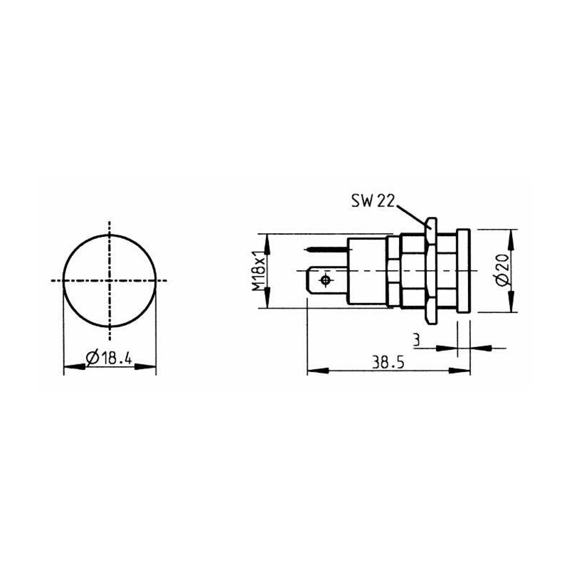 Presa bipolare 12-24V in plastica.