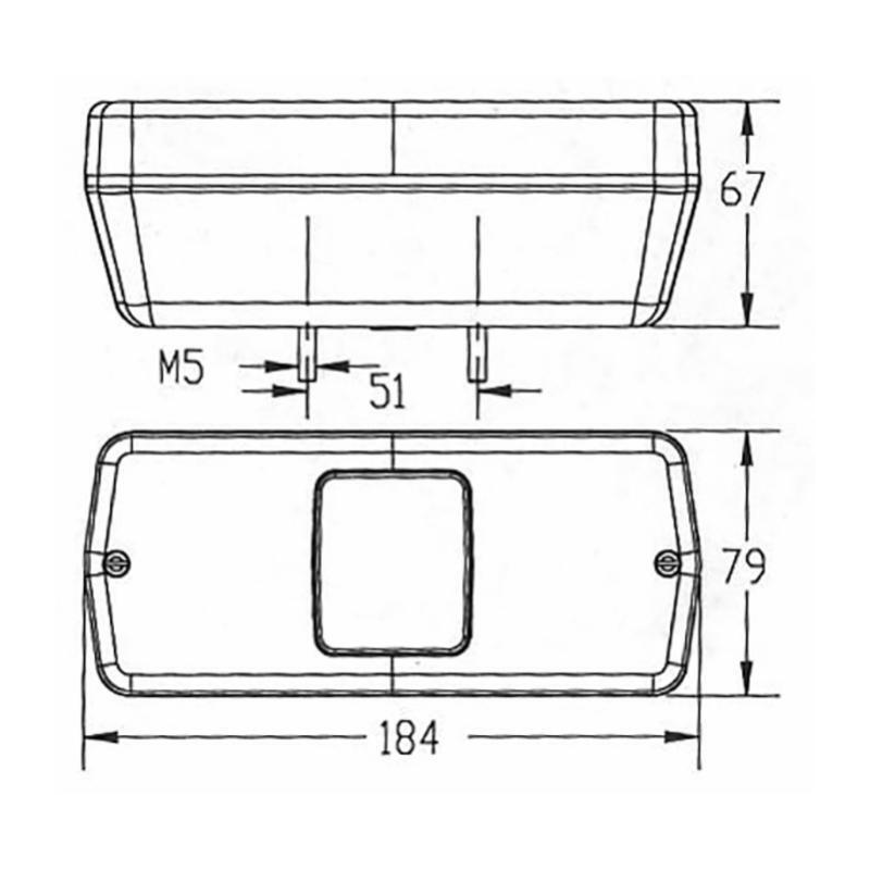 Fanale posteriore alogeno sx 184x67x79 mm