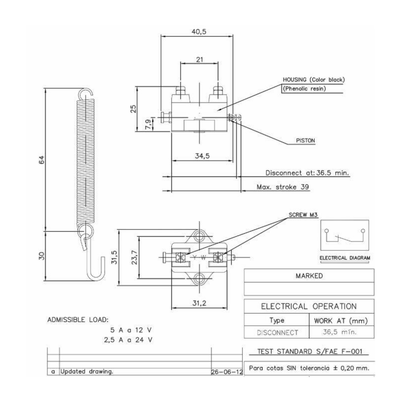 Interruttore luci di arresto a molla