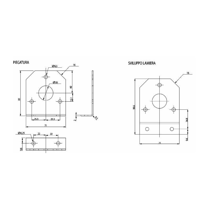 Staffa per il fissaggio delle presa a 7 vie