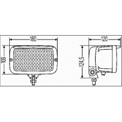Faro lavoro alogeno rettangolare 180x124,5 mm