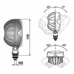 Faro lavoro a LED ovale,  12-24V, 18W, 1500LM, 4 LED, ampio raggio