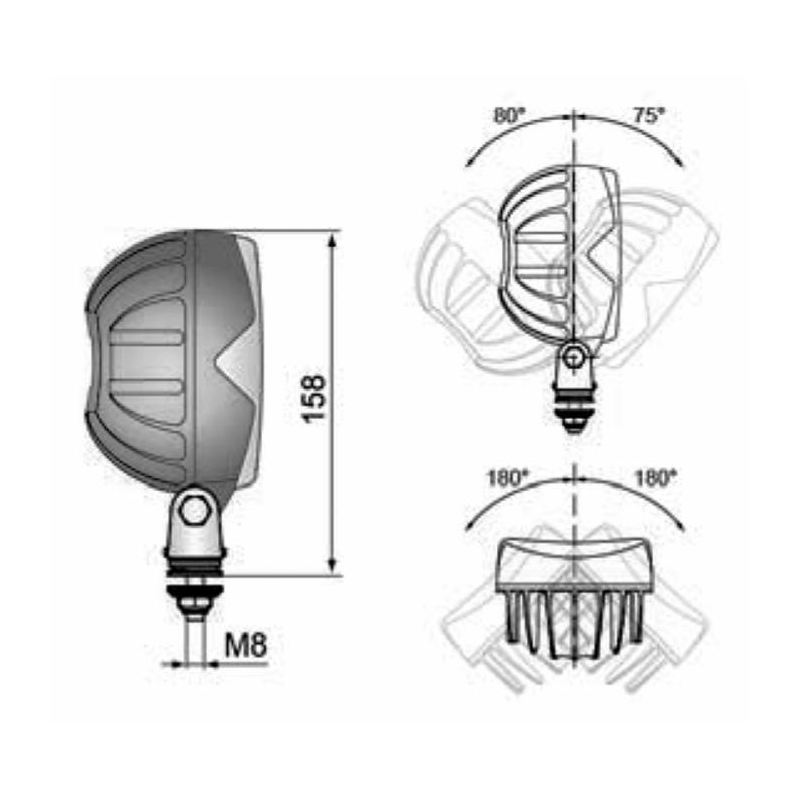 Faro lavoro a LED ovale,  12-24V, 18W, 1500LM, 4 LED, ampio raggio