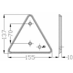 Catarifrangente triangolare rosso con fori