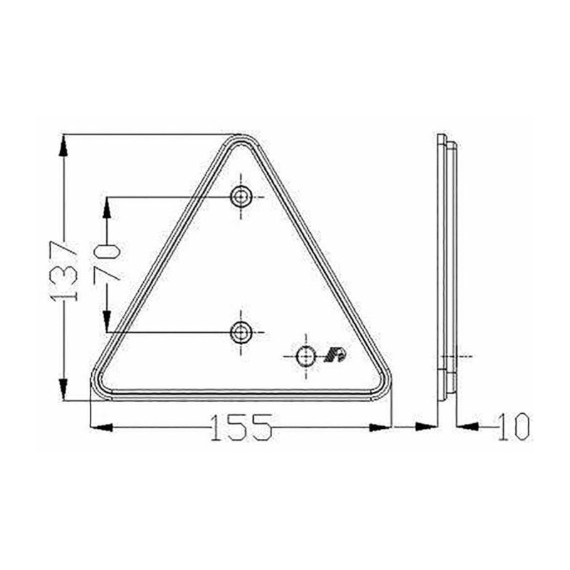 Catarifrangente triangolare rosso con fori