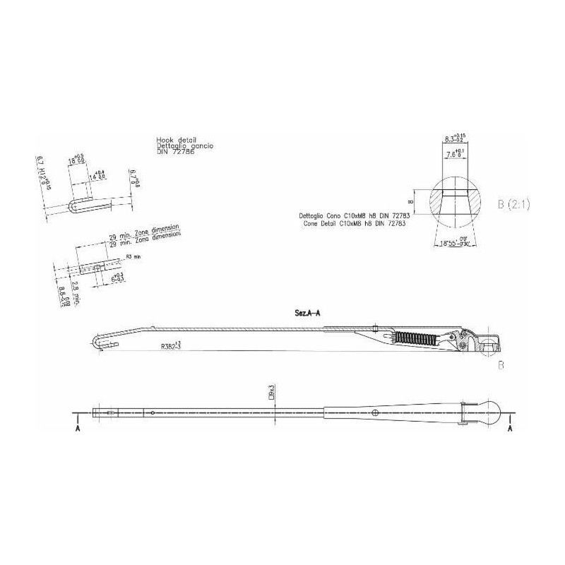 BRACCIO TERGICRISTALLO 382 mm
