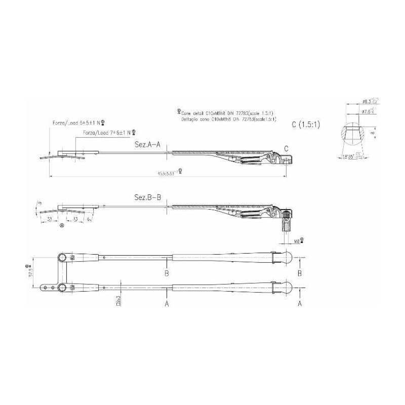 BRACCI PARALLELI TERG.LUNG.450-533mm