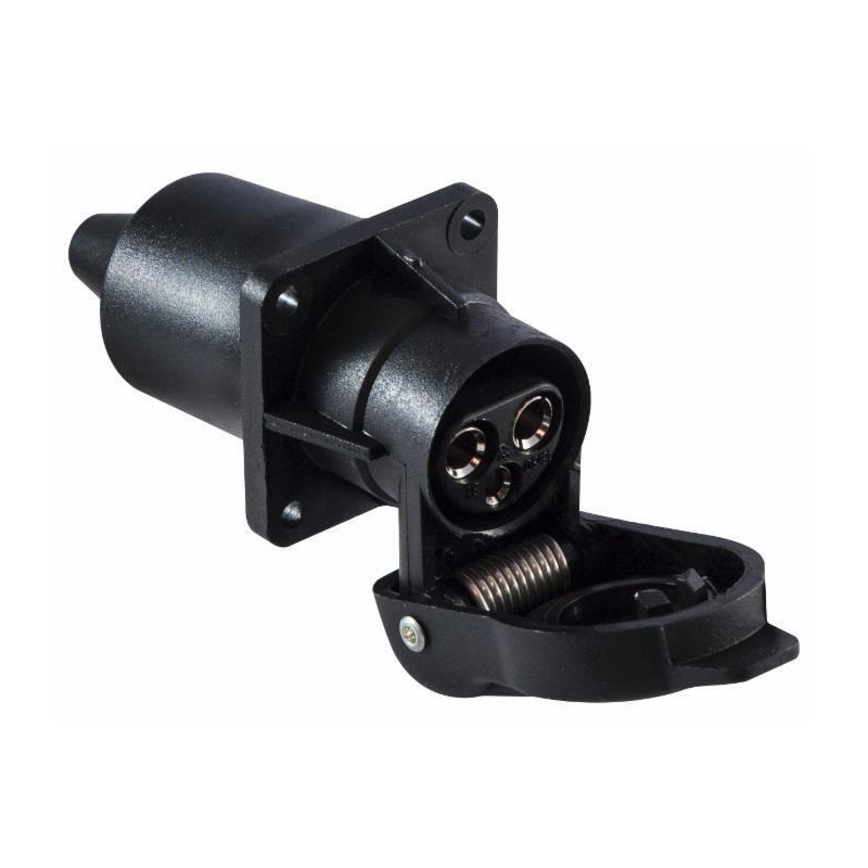 Presa 3 poli 12-24V in plastica, con 4 fori di fissaggio e coperchio