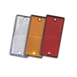 Catarifrangente arancione 107×51 mm con 2 fori Ø 4 mm di fissaggio