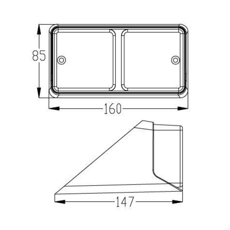 Fanale posteriore alogeno sx 160x147x85 mm