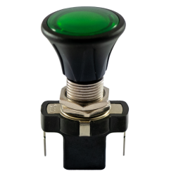 Interruttore a tiretto 12V, con cappuccio verde e illuminazione a LED