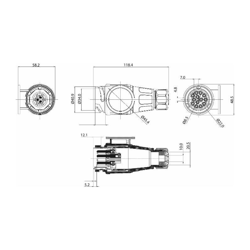 Spina 13 poli 12-24V in plastica
