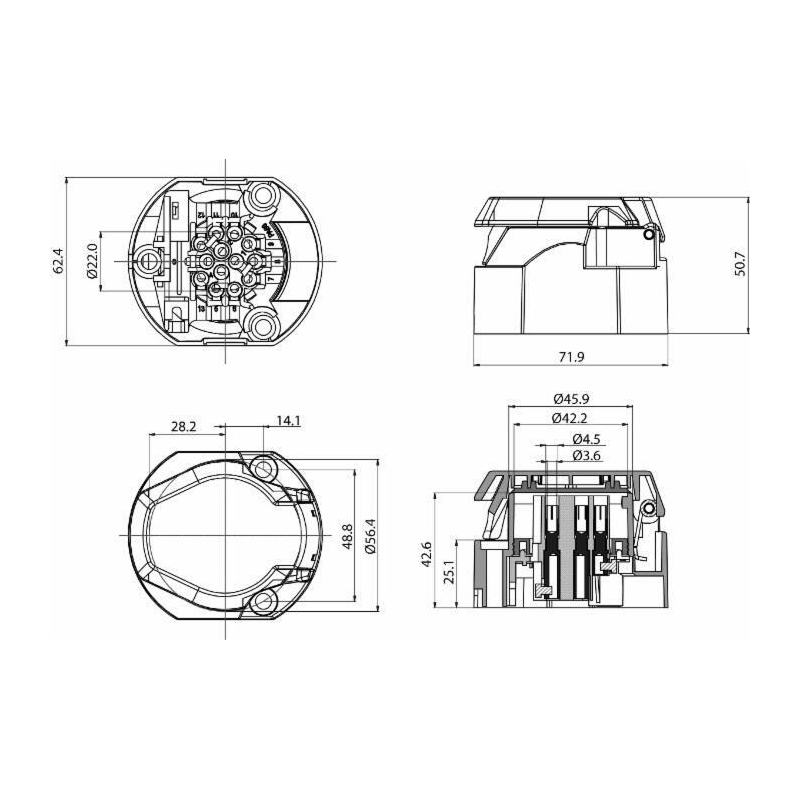 Presa 13 poli 12-24V in plastica