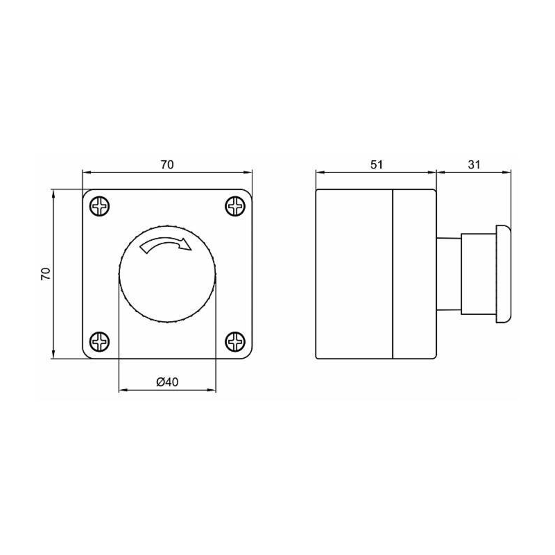 Pulsantiera con fungo d'emergenza