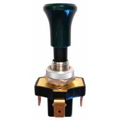 Interruttore a tiretto con ritorno e pomolo verde luminoso 12 V