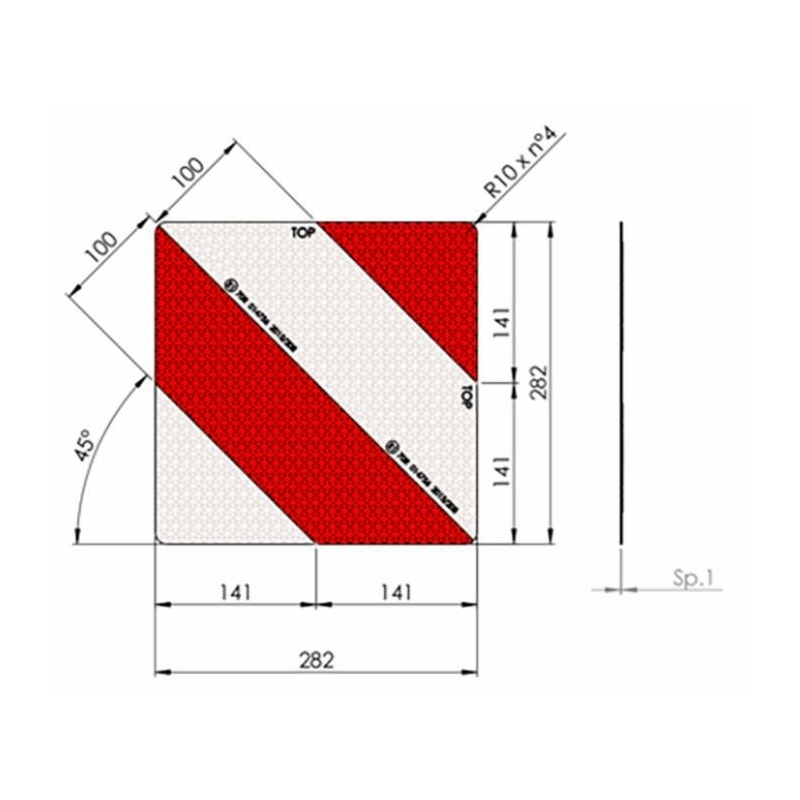 Pannello in alluminio per segnalazione delle attrezzature agricole bifacciale 282×282 mm per l’Europa