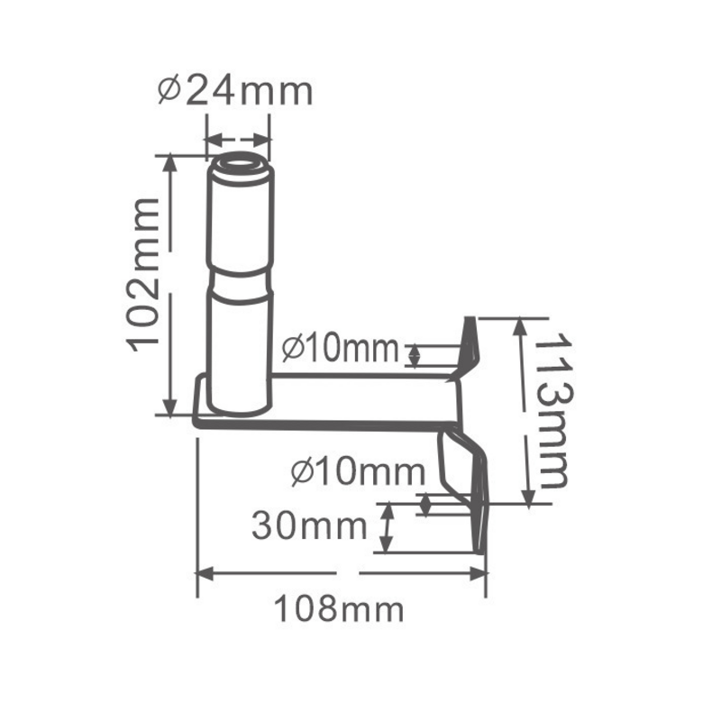 Piantone supporto girofaro con staffa lunga laterale