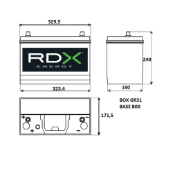 BATTERIA 12V 110AH 950A 329,5X171,5X240 MM POLI CENTRALI