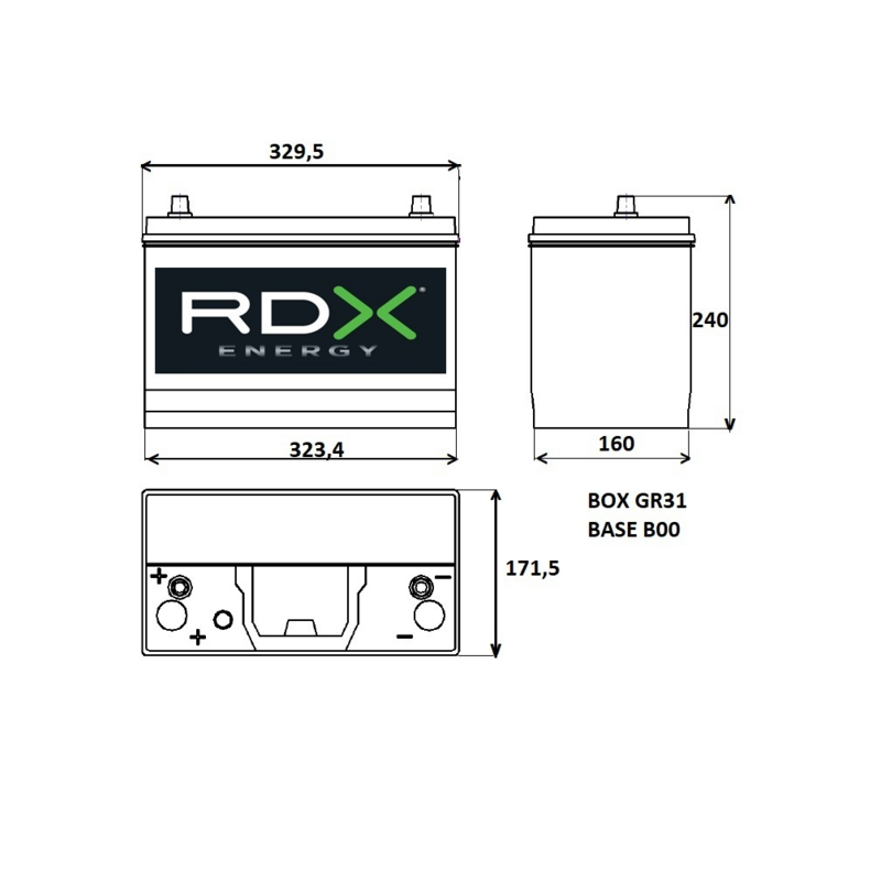 BATTERIA 12V 110AH 950A 329,5X171,5X240 MM POLI CENTRALI