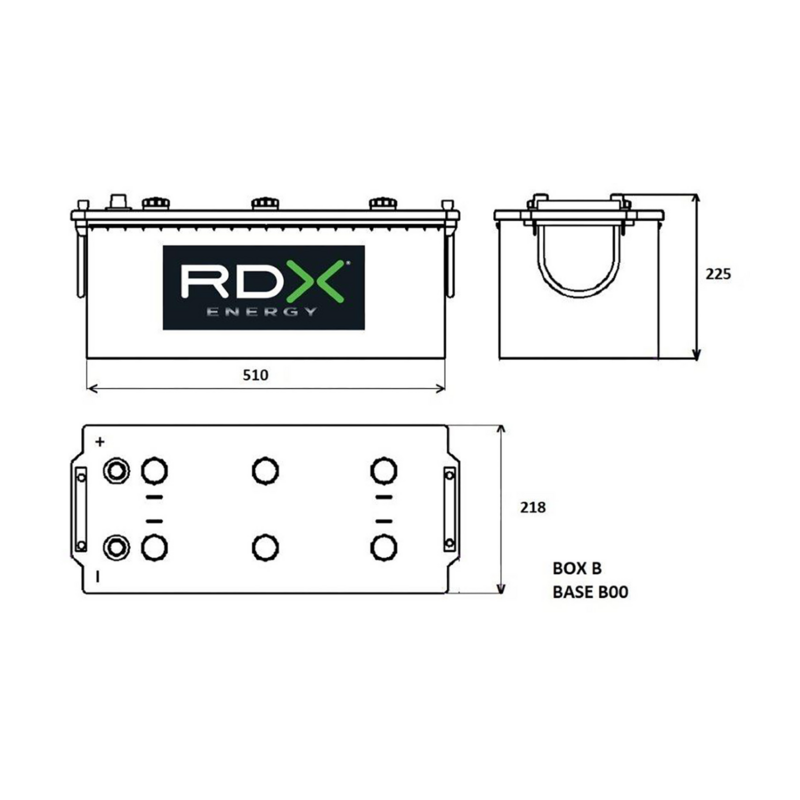 Batteria 12V 190AH 1250A 510X218X225 mm
