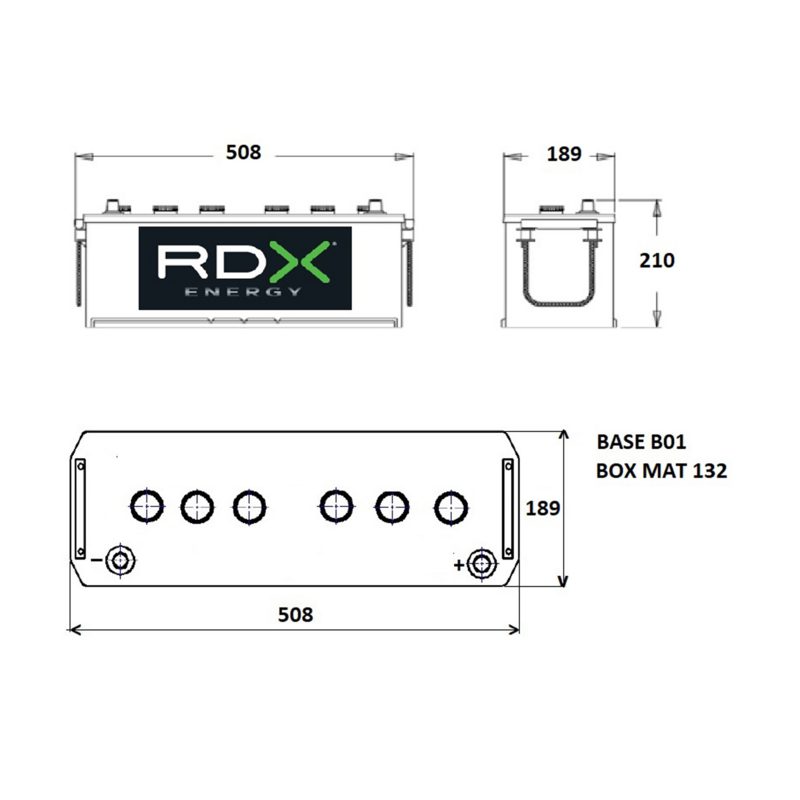Batteria 12V 140AH 970A 508X189X210 mm