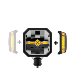 Proiettore a LED con freccia movibile e lente riscaldata