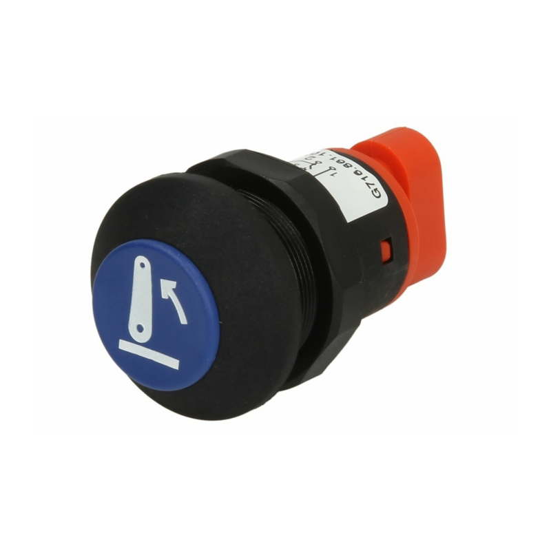 Interruttore a pulsante PNEUTRON blu, simbolo sollevatore alzato