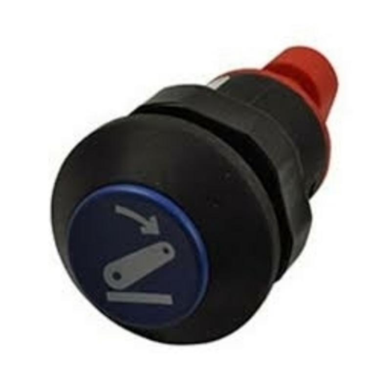 Interruttore a pulsante PNEUTRON blu, simbolo sollevatore abbassato