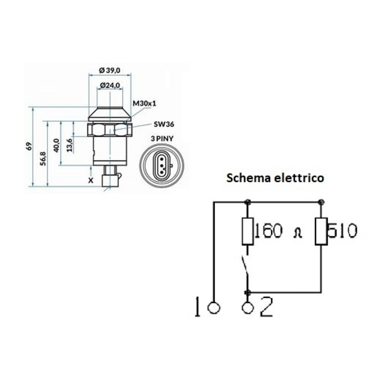 Interruttore a pulsante PNEUTRON blu, simbolo sollevatore abbassato