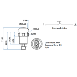 Interruttore a pulsante PNEUTRON giallo, simbolo presa di forza PTO ON/OFF