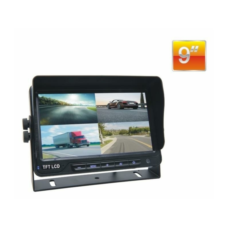 Monitor 9" HD 12-24V 16:9 QUAD split monitor per kit 55806