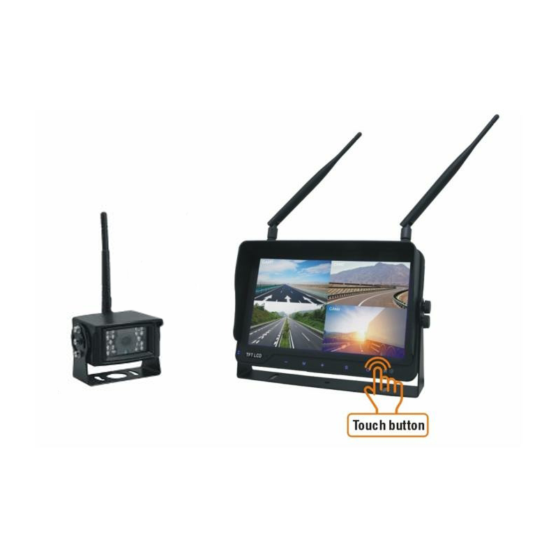 Kit videocamera wireless 7" HD 12-24V 4 QUAD split monitor