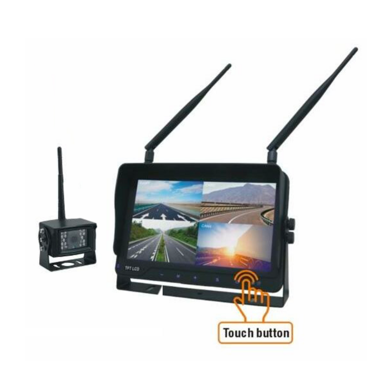 Kit videocamera wireless 9" HD 12-24V 4 QUAD split monitor