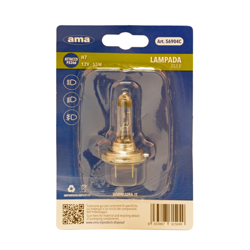 Lampadina alogena H7 12V 55W PX26d. Blister 1 pz