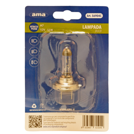 Lampadina alogena H7 12V 55W PX26d. Blister 1 pz