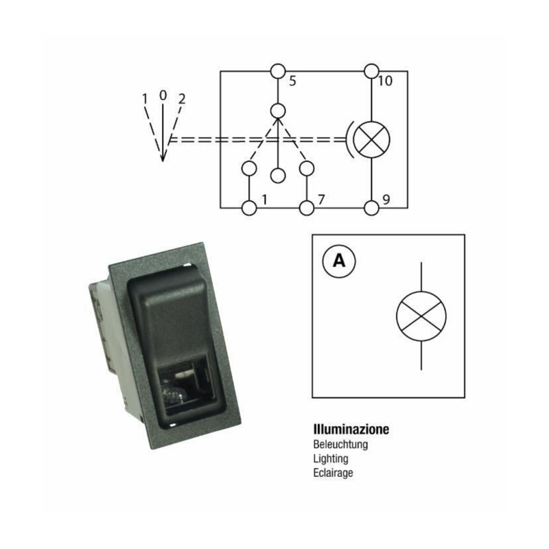 INTERRUTTORE BASCULANTE ON-OFF-ON 12V INDICATORE DI DIREZIONE DI MARCIA