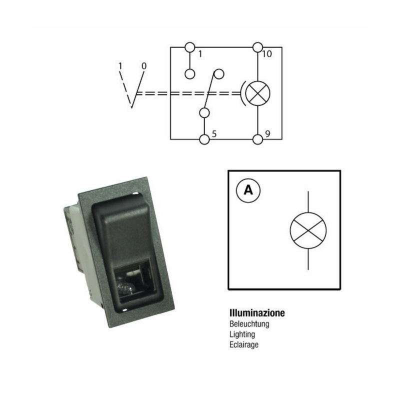 INTERRUTTORE BASCULANTE ON-OFF 12V LAMPADA ROTANTE