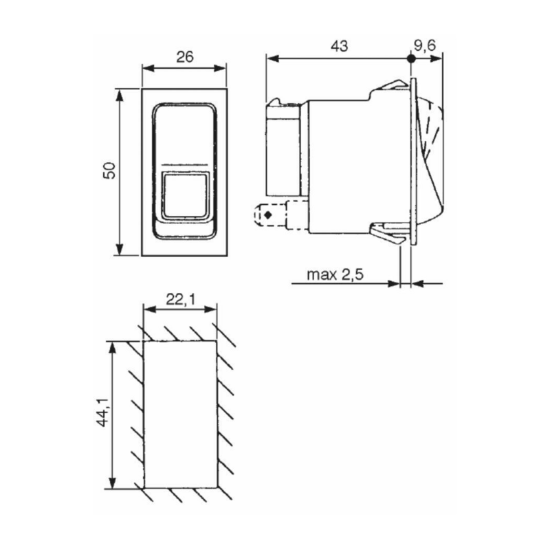 INTERRUTTORE BASCULANTE OFF-ON-ON 12V LUCI DI POSIZIONE