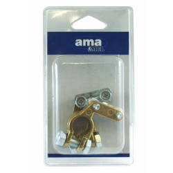 BLISTER MORSETTI BATTERIA IN OTTONE TIPO ALFA RINFORZATO, CON POLARITA' POSITIVA E NEGATIVA,  PIASTRINA IN LEGA, SEZIONE CAVO 2