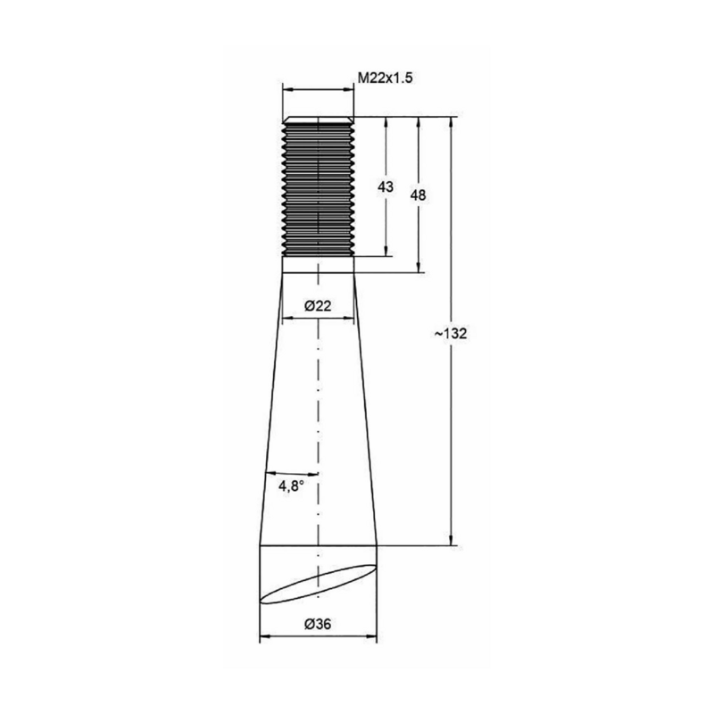 PUNTA CARICATORE FRONTALE Ø 36, 800 MM