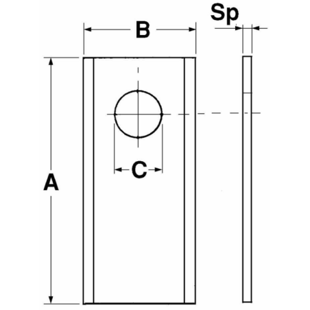 COLTELLO DIRITTO 90X40X3