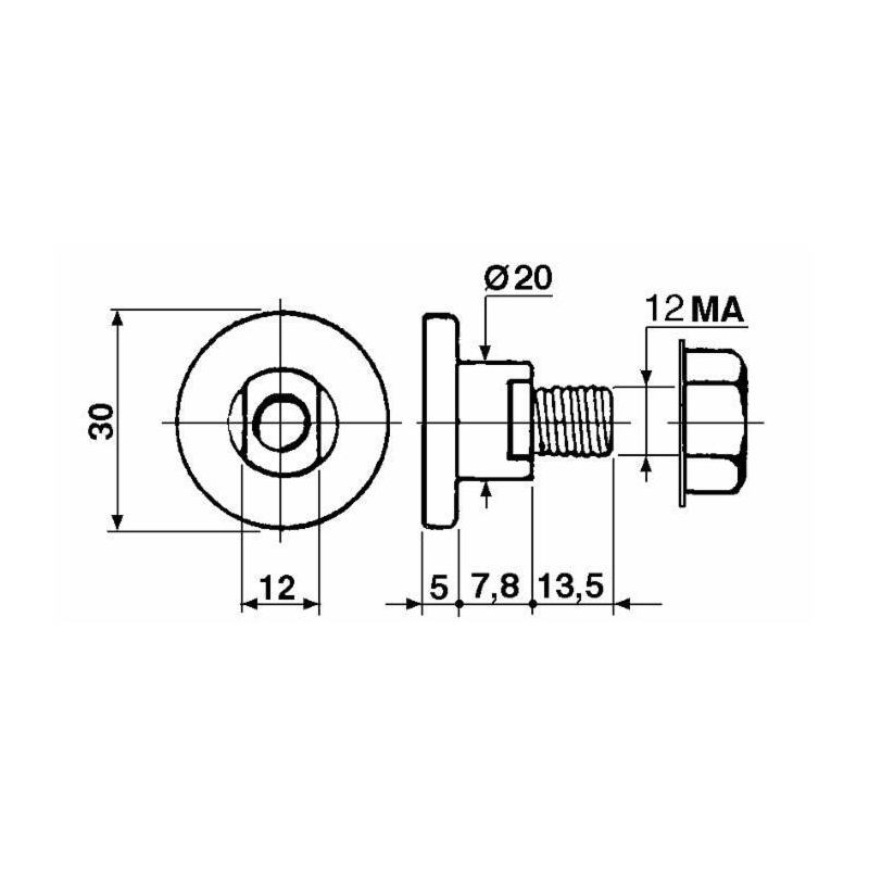 BULLONE PORTALAMA FILETTO 12MA ADATTABILE COMER, GALFRE, MARANGON
